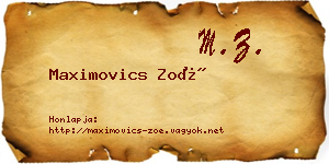 Maximovics Zoé névjegykártya